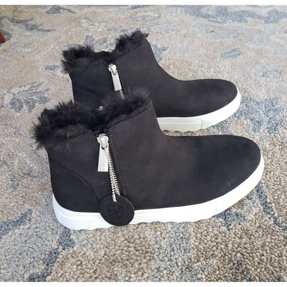 NIB J Slides Poppy Black Nubuck Fur Lined Waterproof Platform Sneaker Boots 8.5 - Picture 6 of 9